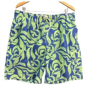Sonoma Life Style Mens XL Swim Trunks Green Blue Tropical Cargo Pocket Mesh